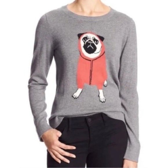 Banana Republic Pullover Sweater Dog Print Gray XS - Picture 2 of 4